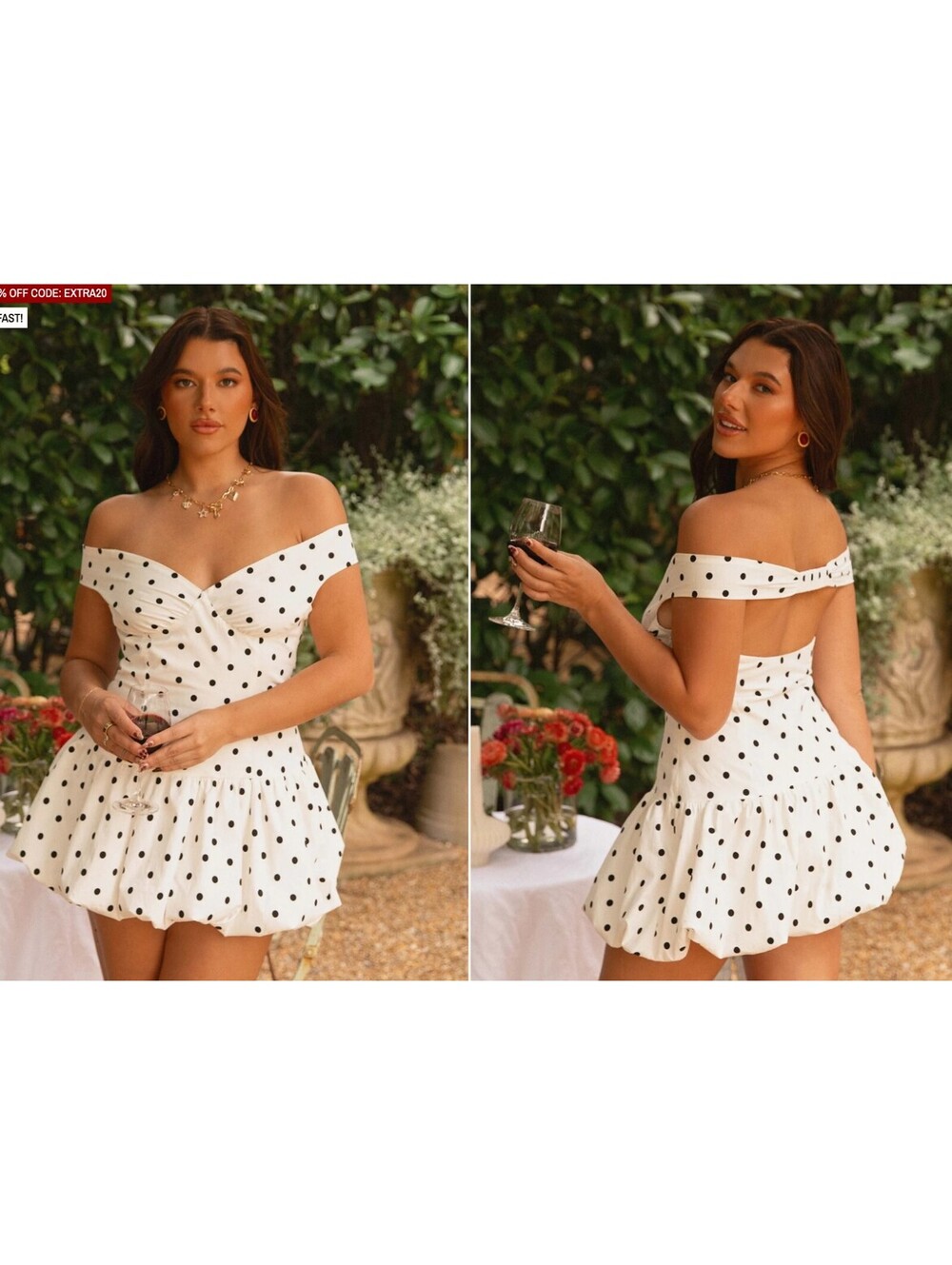 Peppermayo Endless Romance White Polka Dot Bubble Mini Dress NWT Size 4 Coquette
